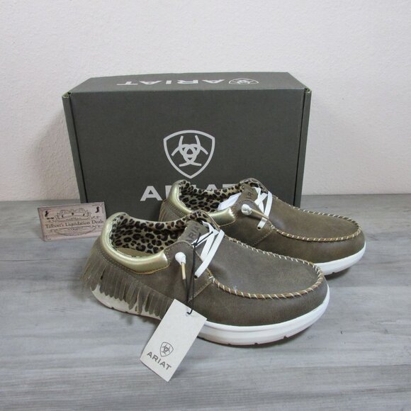 Ariat Women's Hilo Fringe Slip On Shoe Sneaker Brown Bomber 10046957 - Picture 1 of 4